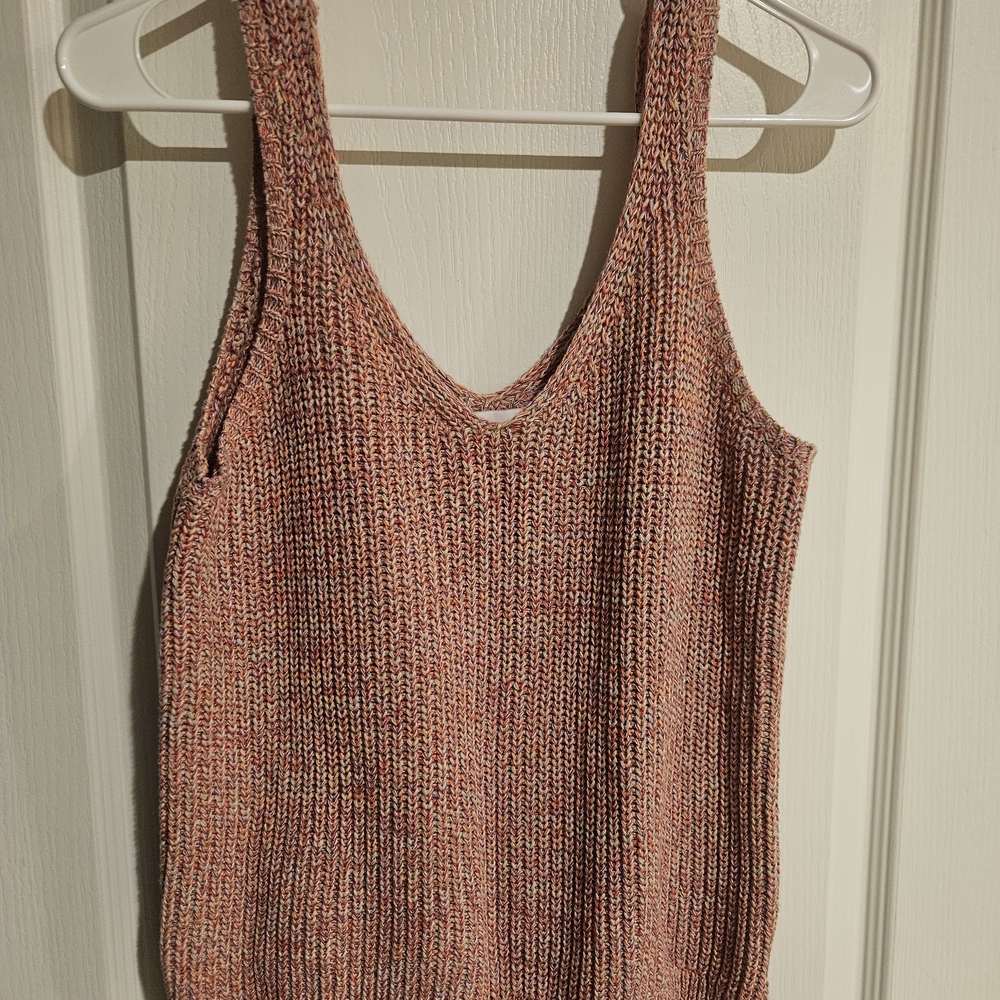 John + Jenn Multicolor Knit Tank Top in Peach Pink